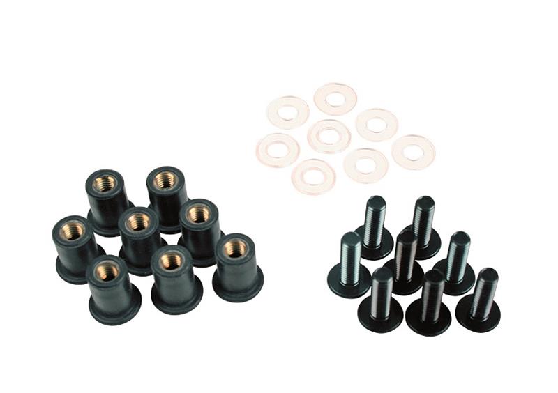 Powerbronze Verkleidungsschraubensatz 8 Stück schwarz, M5 x 16mm Alu Schrauben | Powerbronze