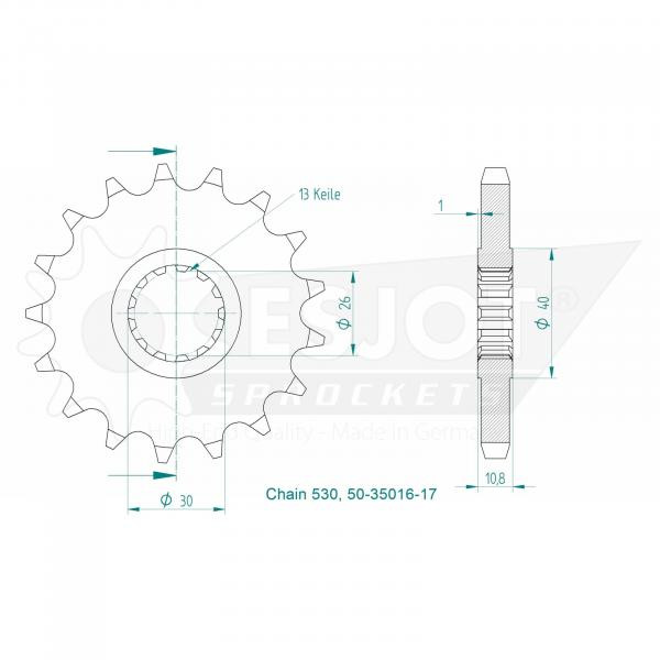 ESJOT Ritzel 530er Teilung Yamaha XJR 1200 & XJR 1300 Standard